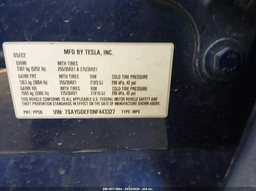 2022 TESLA MODEL Y PERFORMANCE DUAL MOTOR ALL-WHEEL DRIVE