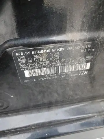 2015 MITSUBISHI MIRAGE DE  