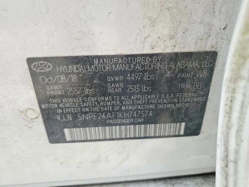 2019 HYUNDAI SONATA SE  
