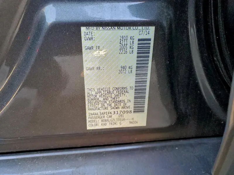 2015 NISSAN ALTIMA 2.5  