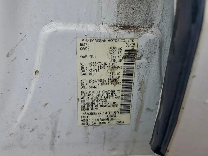 2019 NISSAN FRONTIER S  