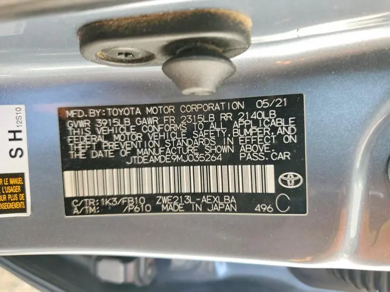 2021 TOYOTA COROLLA LE  
