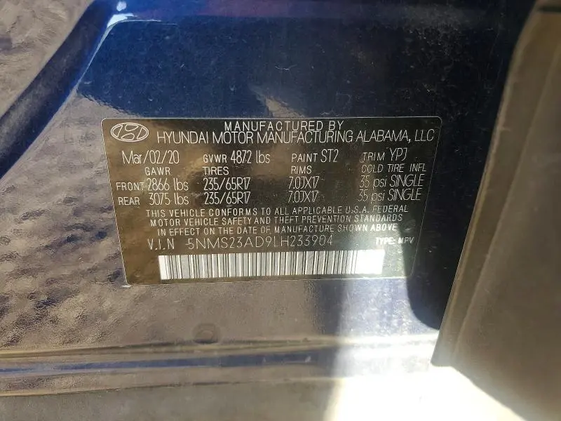 2020 HYUNDAI SANTA FE SE  