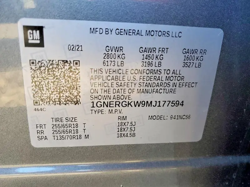 2021 CHEVROLET TRAVERSE LT  