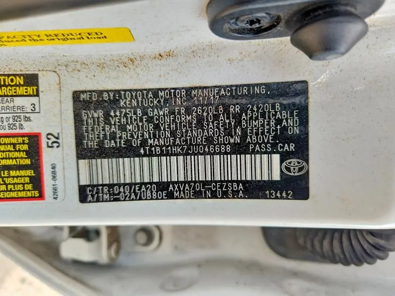 2018 TOYOTA CAMRY SE  