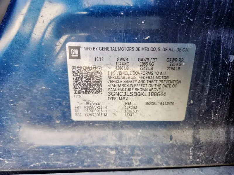 2019 CHEVROLET TRAX 1LT  