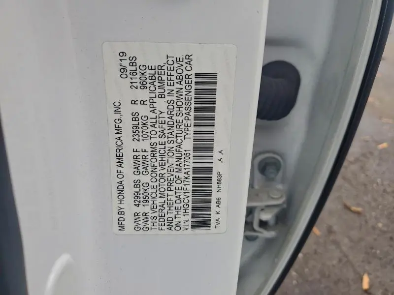 2019 HONDA ACCORD LX  