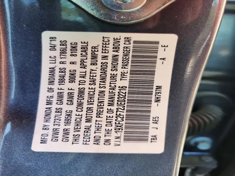 2018 HONDA CIVIC EX  