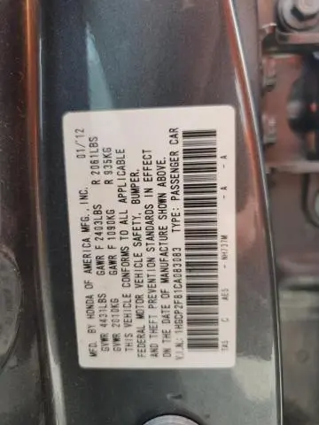 2012 HONDA ACCORD EXL  