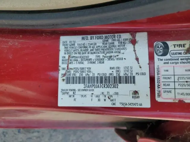 2012 FORD FUSION SEL  