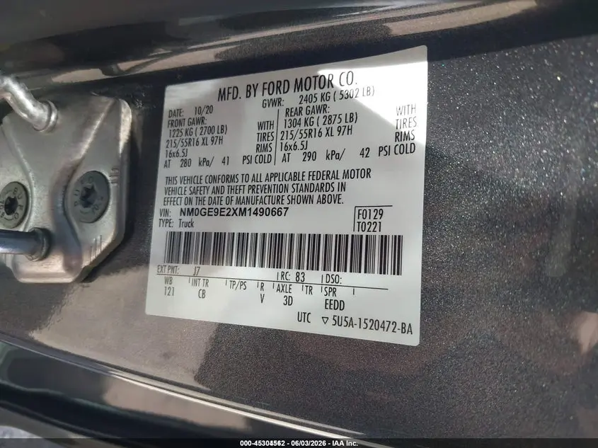 2021 FORD TRANSIT CONNECT XL PASSENGER