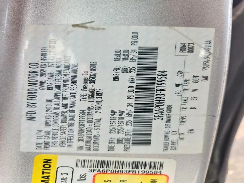 2015 FORD FUSION SE  