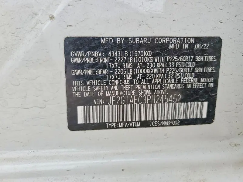 2023 SUBARU CROSSTREK PREMIUM  