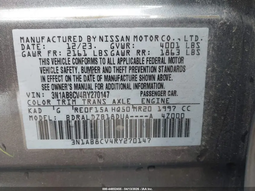 2024 NISSAN SENTRA SV XTRONIC CVT