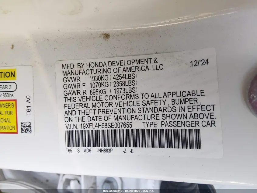2025 HONDA CIVIC HYBRID SPORT TOURING