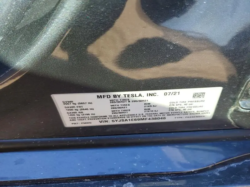 2021 TESLA MODEL S   