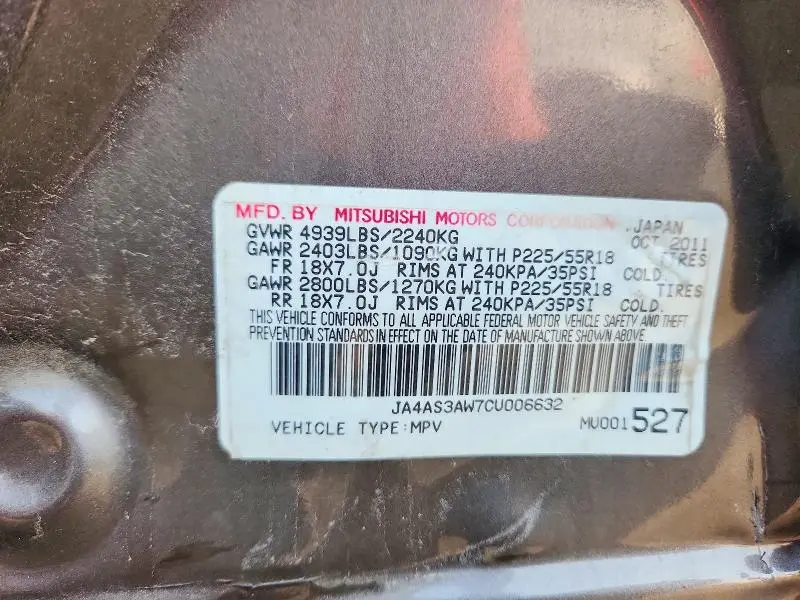 2012 MITSUBISHI OUTLANDER SE  
