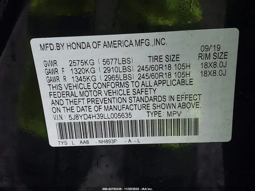 2020 ACURA MDX STANDARD