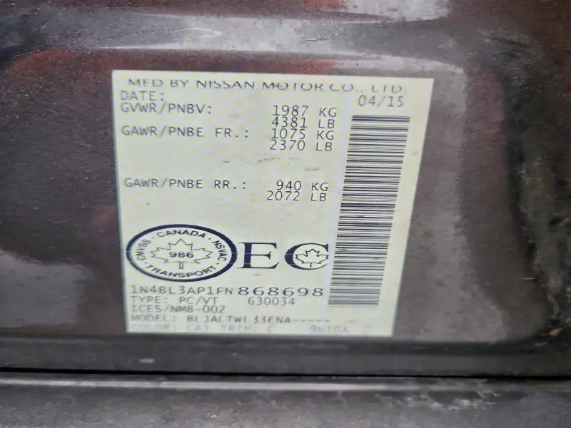 2015 NISSAN ALTIMA 3.5S  