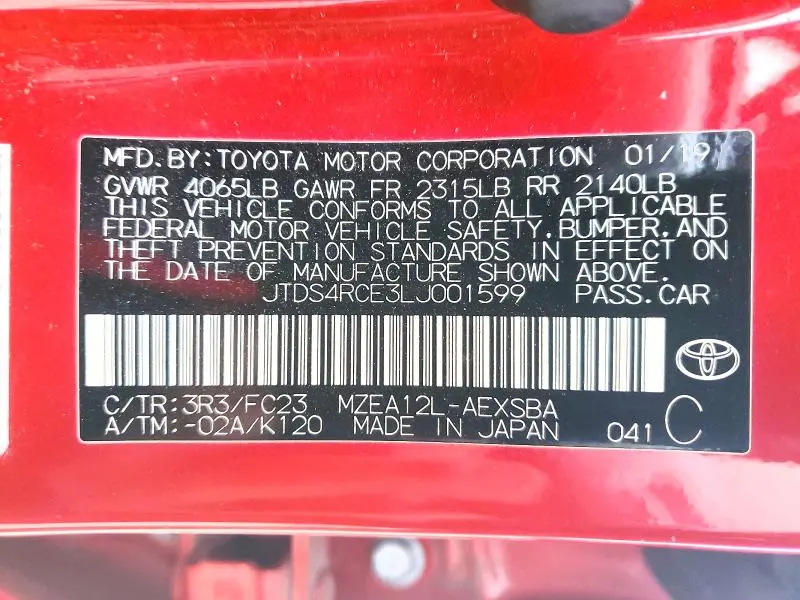 2020 TOYOTA COROLLA SE  