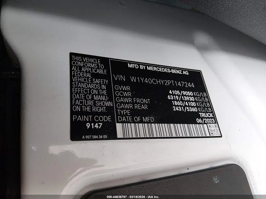 2023 MERCEDES-BENZ SPRINTER 2500 HIGH ROOF 4-CYL GAS
