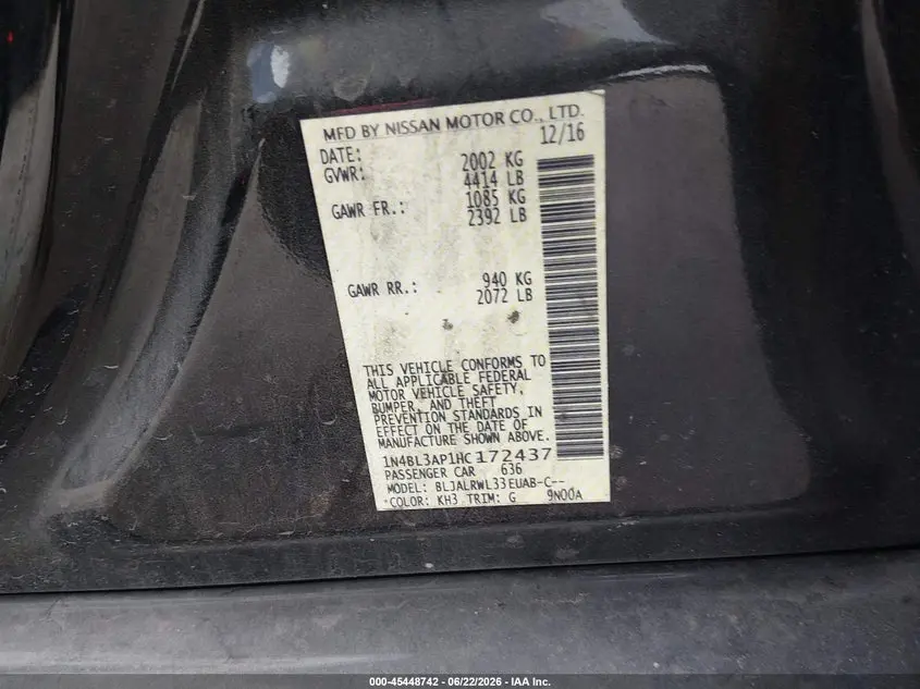 2017 NISSAN ALTIMA 3.5 SL