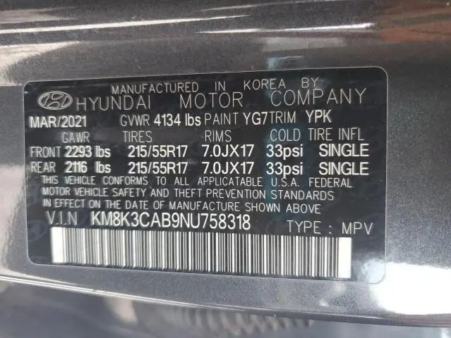 2022 HYUNDAI KONA SEL  