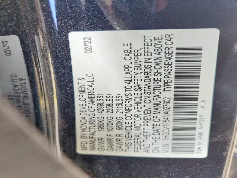 2022 HONDA ACCORD EXL  
