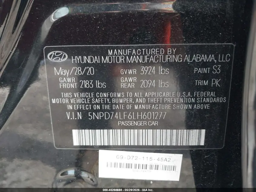 2020 HYUNDAI ELANTRA SE