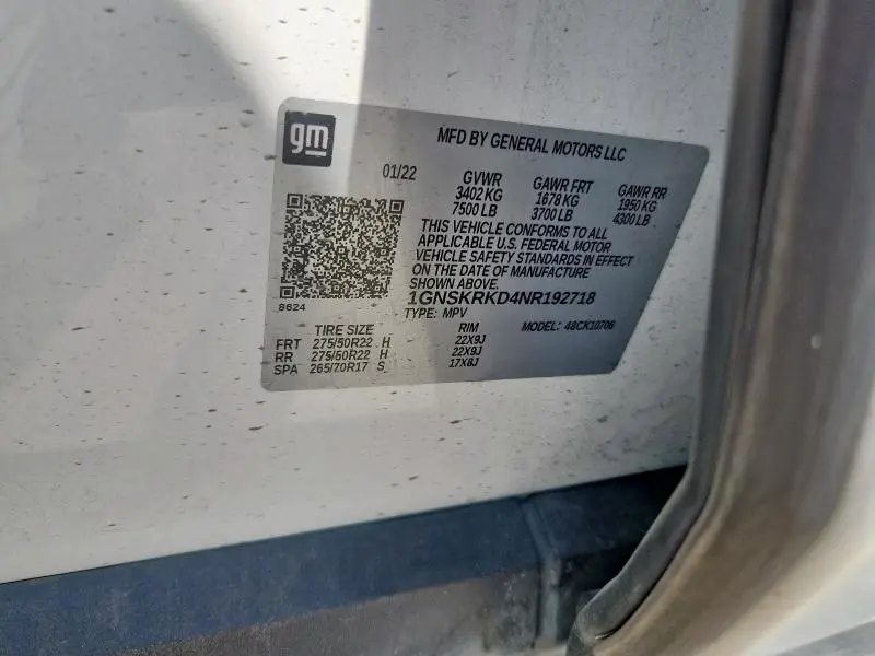 2022 CHEVROLET TAHOE K1500 RST  