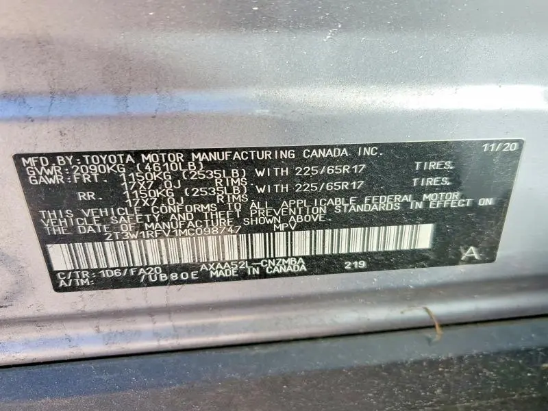 2021 TOYOTA RAV4 XLE  