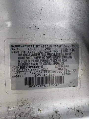 2018 NISSAN VERSA S  