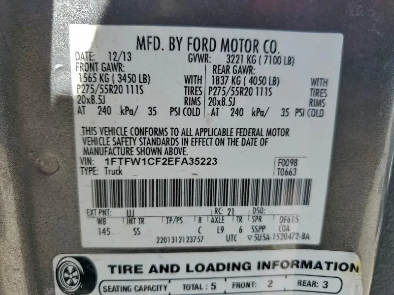 2014 FORD F150 SUPERCREW  