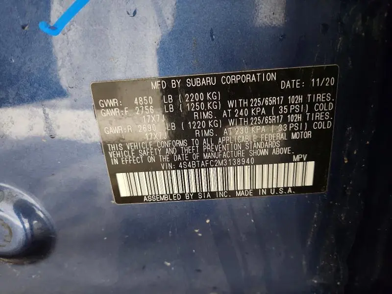 2021 SUBARU OUTBACK PREMIUM  