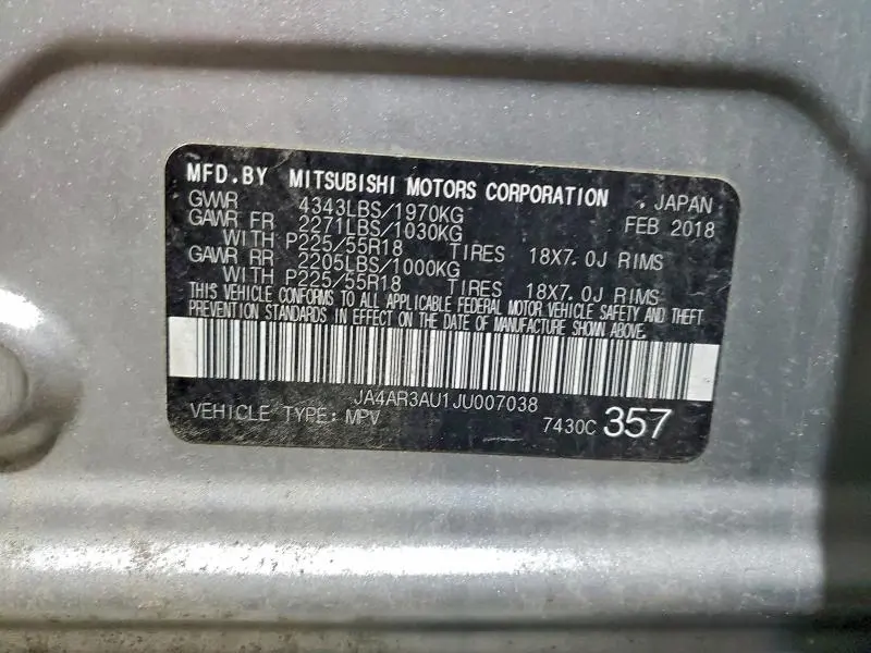 2018 MITSUBISHI OUTLANDER SPORT ES  