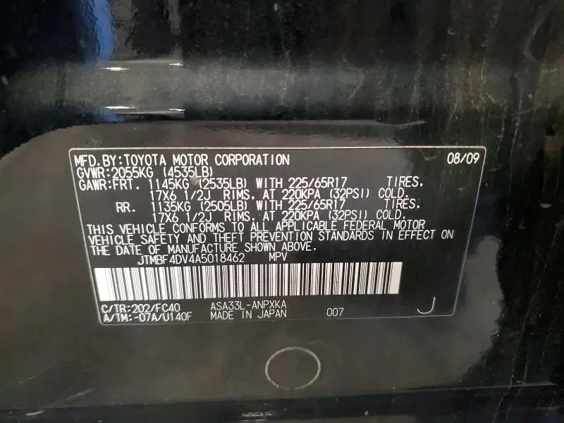 2010 TOYOTA RAV4 BASE  
