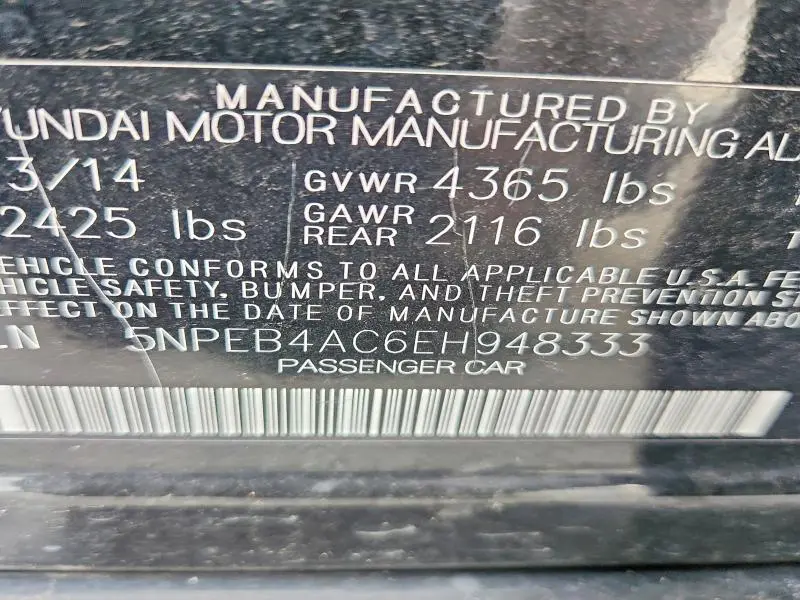 2014 HYUNDAI SONATA GLS  