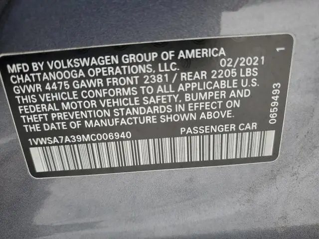 2021 VOLKSWAGEN PASSAT SE  