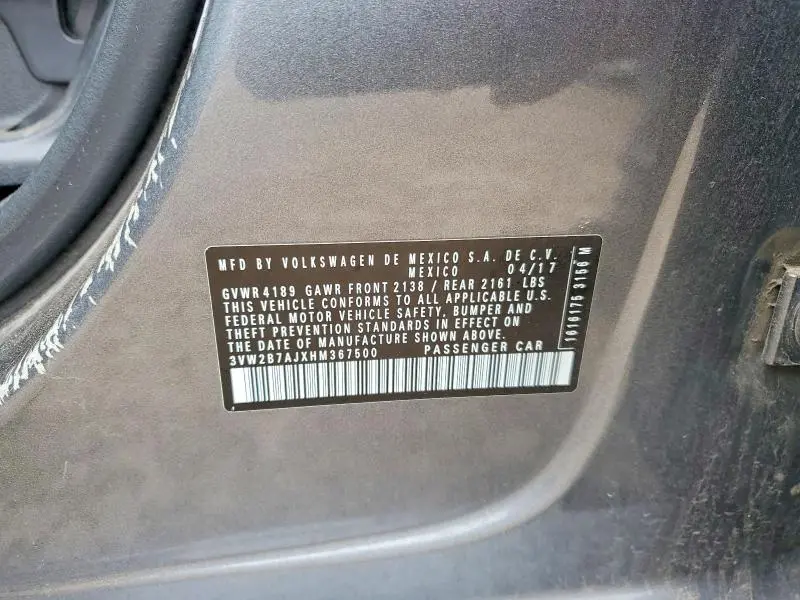 2017 VOLKSWAGEN JETTA S  