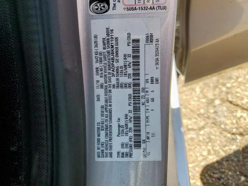 2019 FORD FIESTA SE  