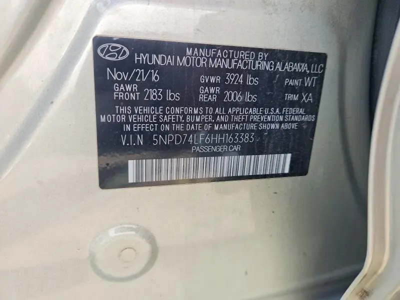 2017 HYUNDAI ELANTRA SE  