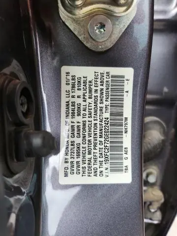 2016 HONDA CIVIC EX  
