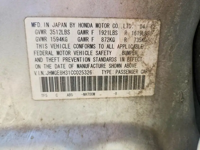 2012 HONDA FIT   