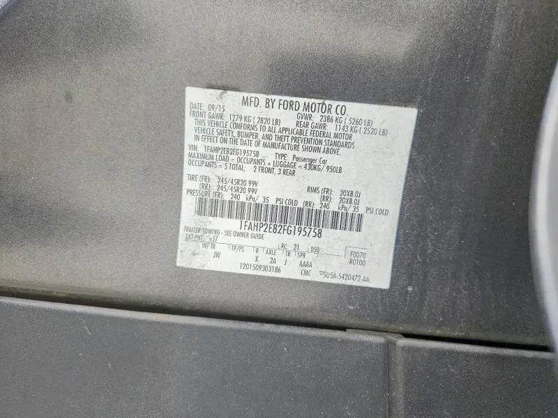 2015 FORD TAURUS SEL  
