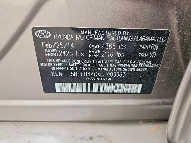 2014 HYUNDAI SONATA GLS  