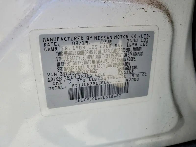 2019 NISSAN KICKS S  