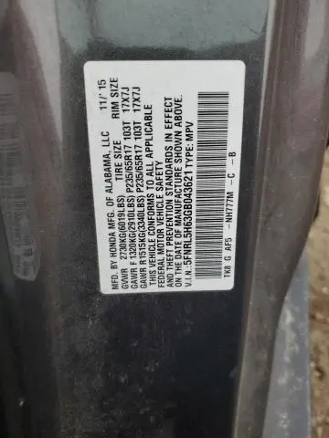 2016 HONDA ODYSSEY EXL  