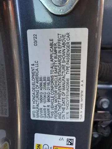 2022 HONDA ACCORD EXL  