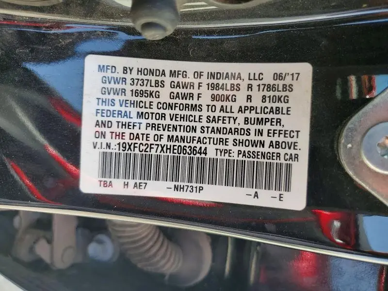 2017 HONDA CIVIC EX  