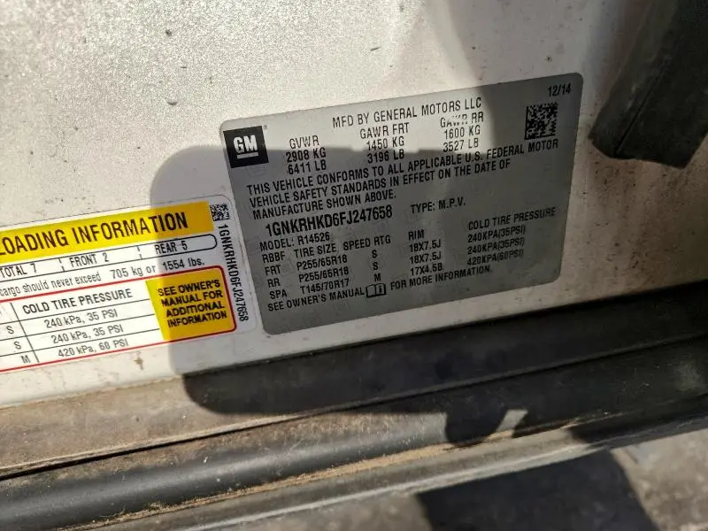 2015 CHEVROLET TRAVERSE LT  